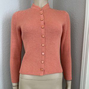 St John for I.Magnin Vintage Peach Cardigan Sweater Petite
